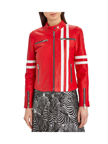 Women's Biker Ferrara Red leather Jacket