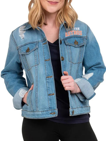 Baseball Denim Jacket | Houston Sports Jacket for Women