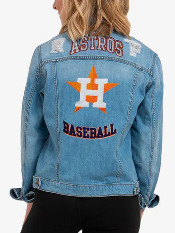 Baseball Denim Jacket | Houston Sports Jacket for Women