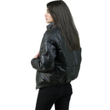 Black Bomber Jacket Women's | Genuine Lambskin Leather Puffer Jacket