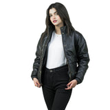 Black Bomber Jacket Women's | Genuine Lambskin Leather Puffer Jacket