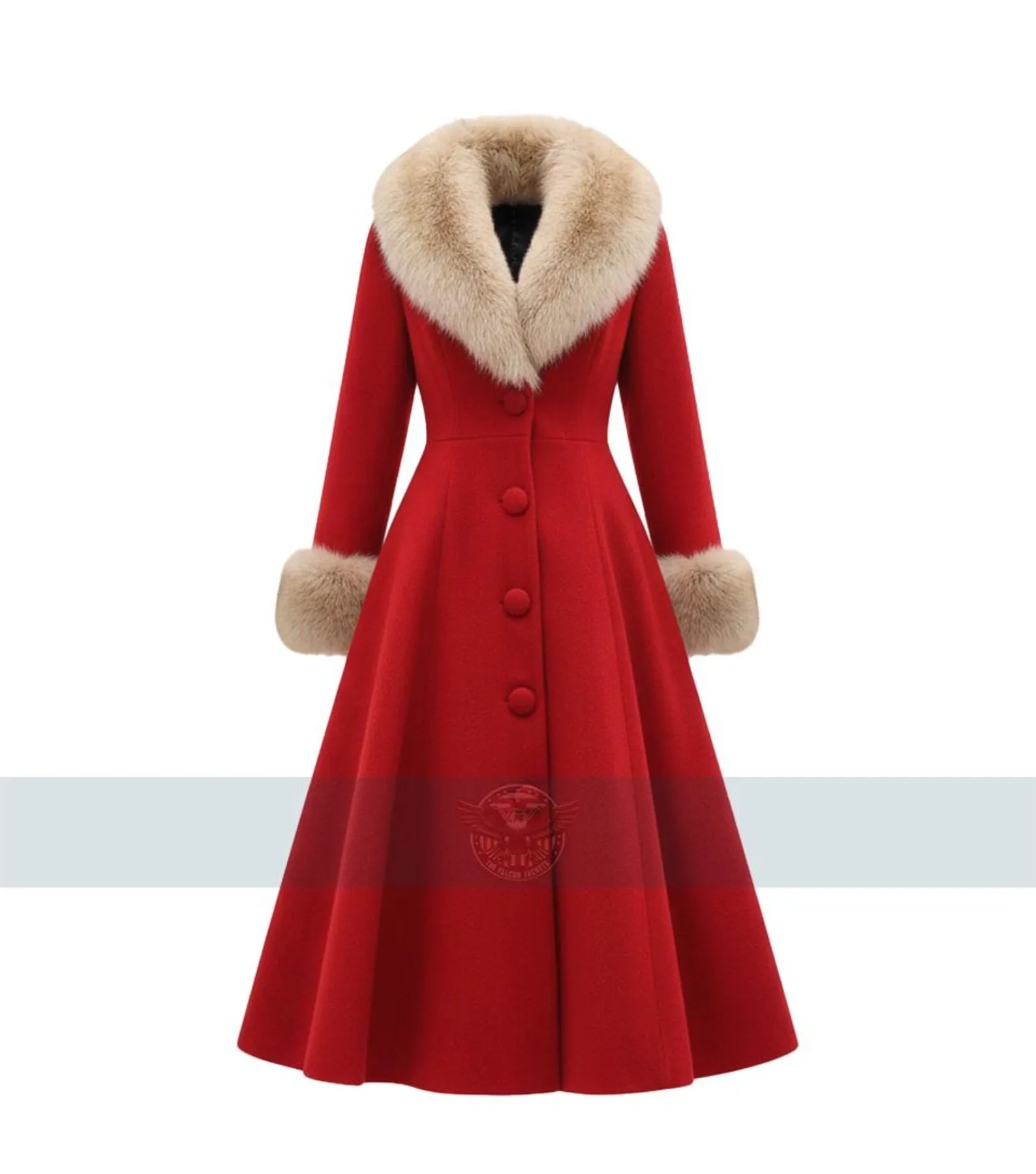 Womens Wonderland Inpired Christmas Winter Red Wool Trench Coat