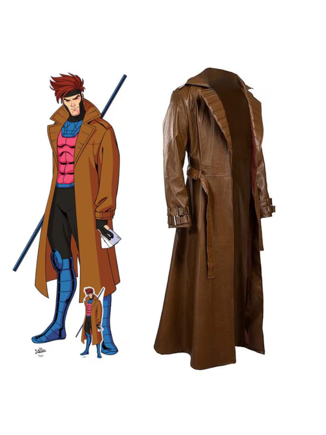 X-Men Gambit Cosplay Brown Leather Trench Coat