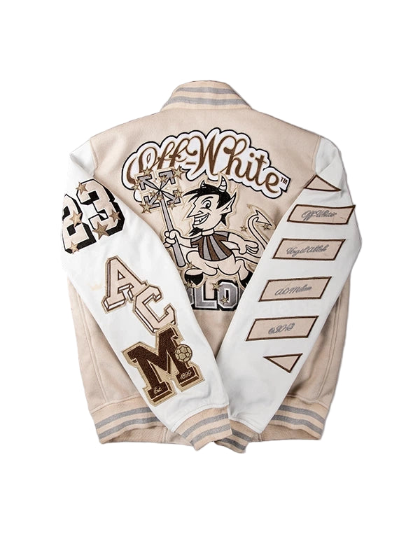 AC Milan Off White Varsity Jacket