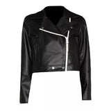Women's Biker Black Leather Cropped Jacket | Cropped Leather Jacket Women