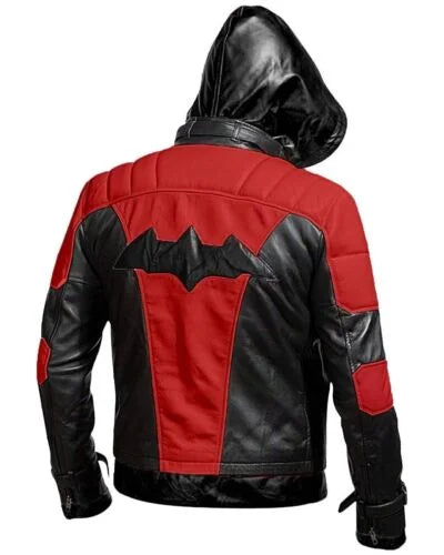 Red Hooded Batman Arkham Knight Game Halloween Costume Cosplay Leather Jacket and Vest