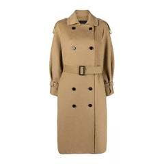 Beige Long Wool Trench Coat Womens