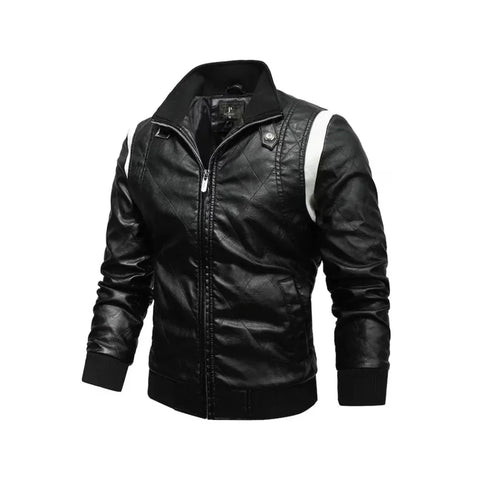 Men's Biker Style Black Leather Jacket