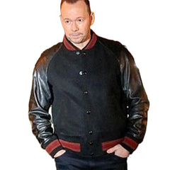Donnie Wahlberg | Mens Letterman Varsity Wool & Leather Jacket