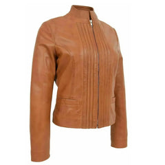 Women's Vintage Brown Biker Leather Jacket