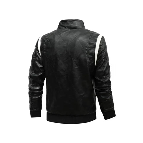 Men's Biker Style Black Leather Jacket