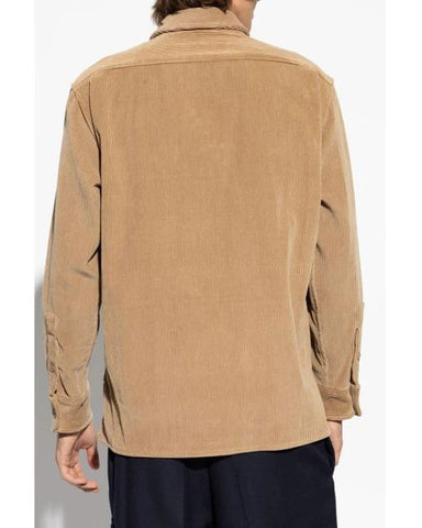 Burberry Men's Natural Logo-Embroidered Corduroy Zip Shirt Jacket