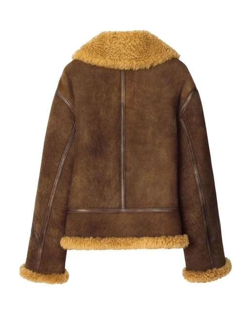 Burberry Men's Brown Shearling Aviator Jacket