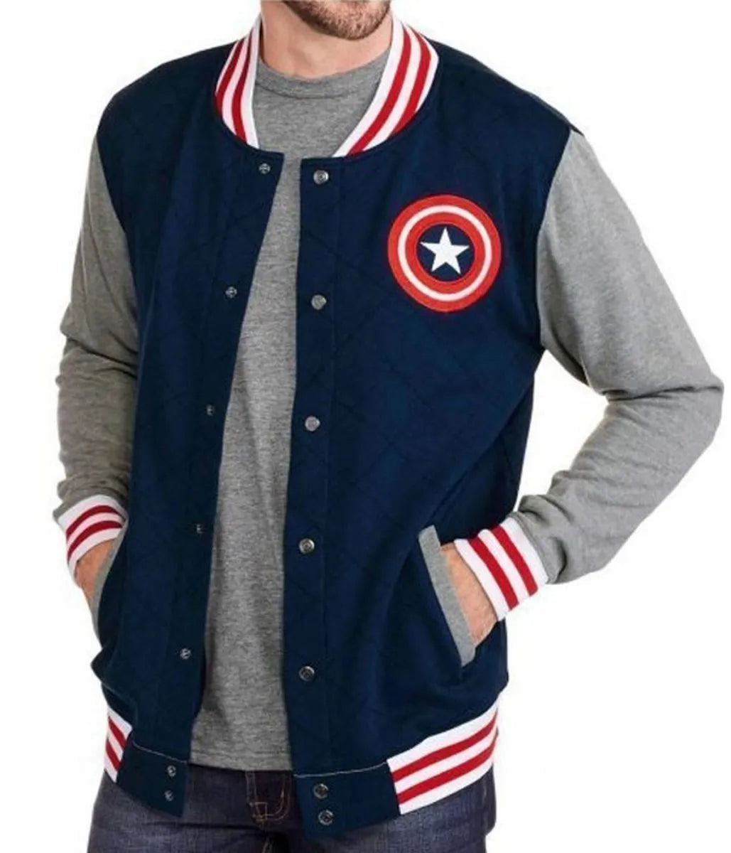 Captain America Blue and Grey Bomber Jacket