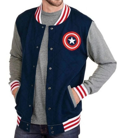 Captain America Blue and Grey Bomber Jacket