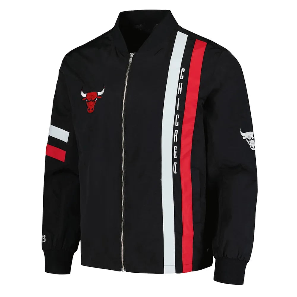 Bulls Bomber Black Satin Jacket