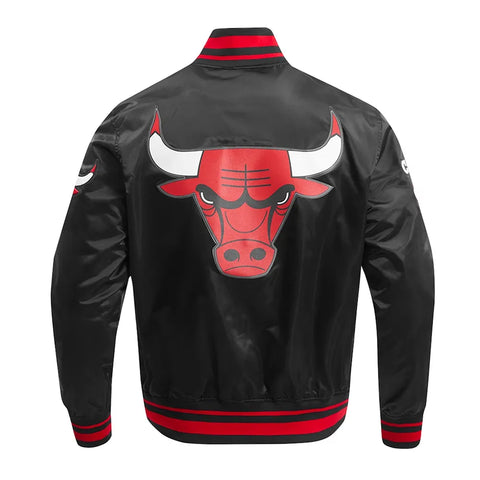 Chicago Bulls Script Tail Black Satin Jacket | NBA Satin Style