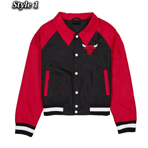 Bulls Black and Red Throwback Jacket