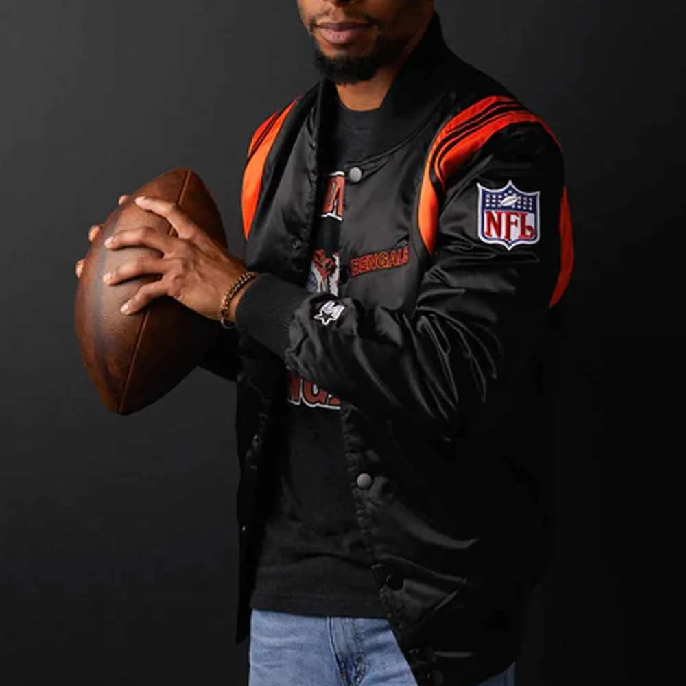 NFL Black/White Bengals Satin Jacket