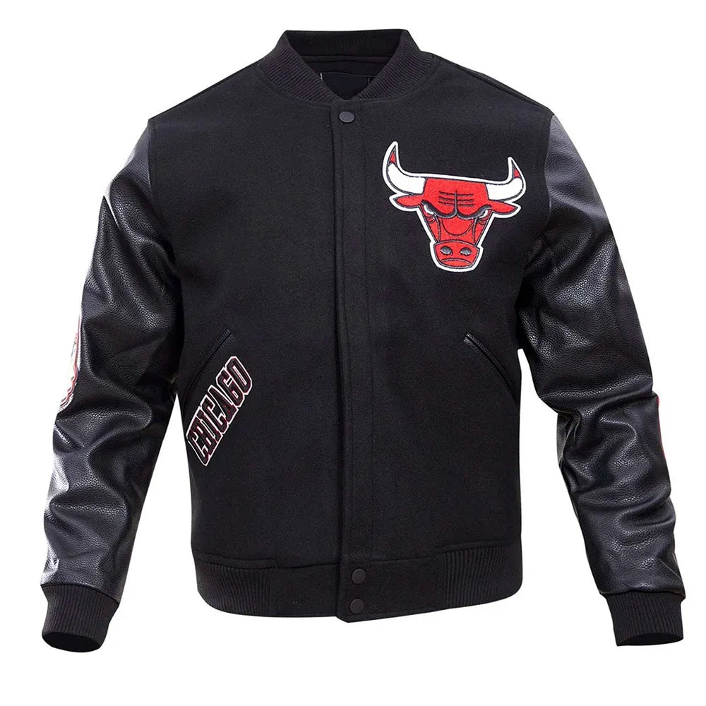 Classic Chicago Bulls Varsity Wool and Leather Jacket for Men