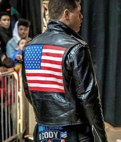 Cody Rhodes American Flag Biker Jacket