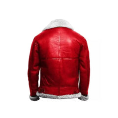 Men A2 Christmas Santa Clause Handmade Christmas Holiday Faux Fur Leather Bomber Jacket