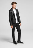 Andrew Asymmetrical Double Breasted Motorcycle Jacket | Black Quilted Leather Jacket