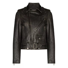 Distressed Brown Leather Moto Jacket Women | Distressed Biker Jacket