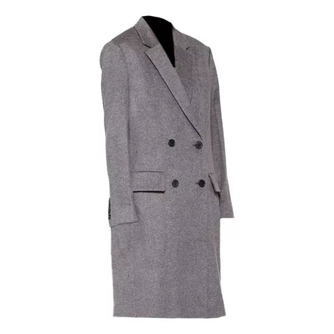 Womens Grey Double Breasted Wool Coat