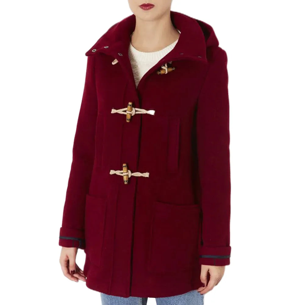 Taylor Swift Bound Seam Wool Maroon Duffle Coat