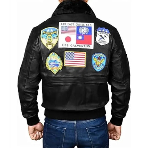 Tom Cruise Top Gun Movie Maverick Men Black Leather Jacket