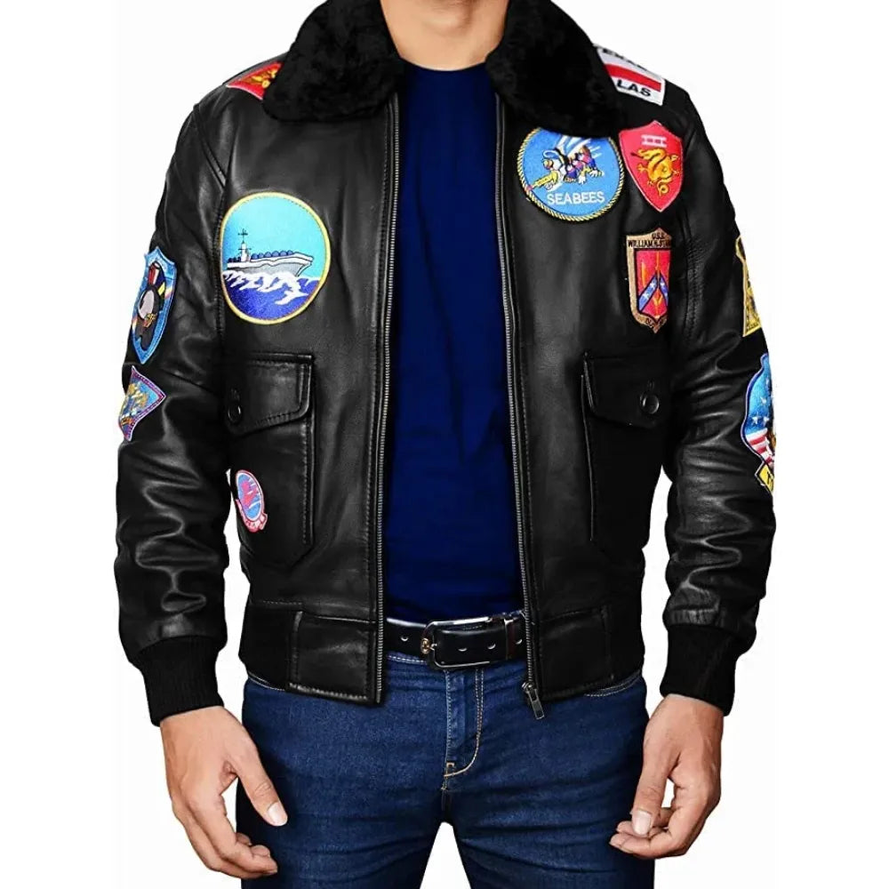 Tom Cruise Top Gun Movie Maverick Men Black Leather Jacket