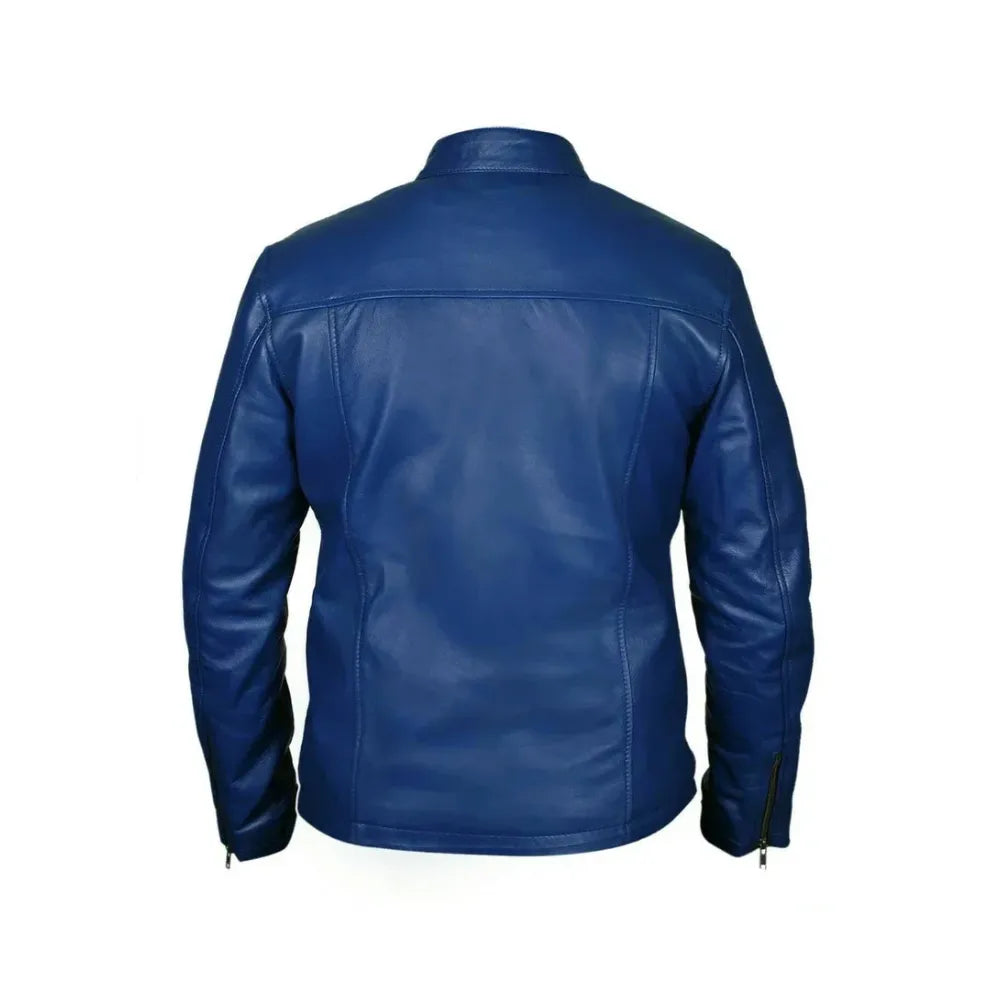 Steve McQueen Le Mans Gulf Racing Blue Leather Jacket