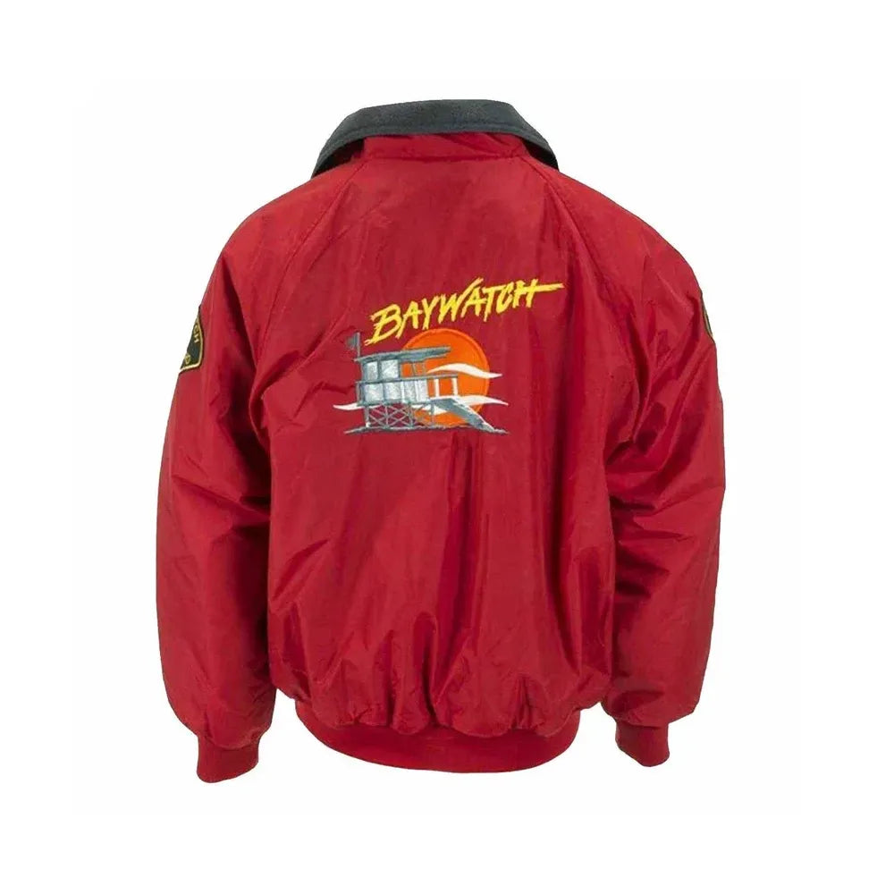 Baywatch Bomber Jacket | Red Cotton Unisex Jacket