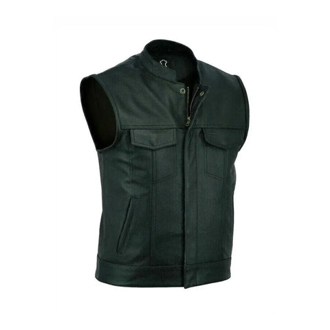 XPRO Mens Harley Cowhide Leather Motorcycle Motorbike Vest