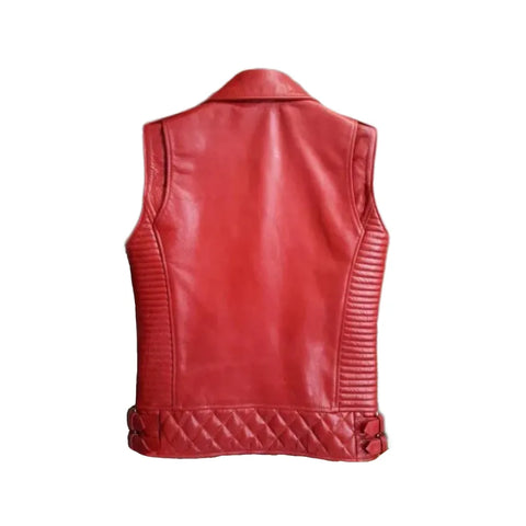 Mens Red Cow Leather Biker Stylish Vest