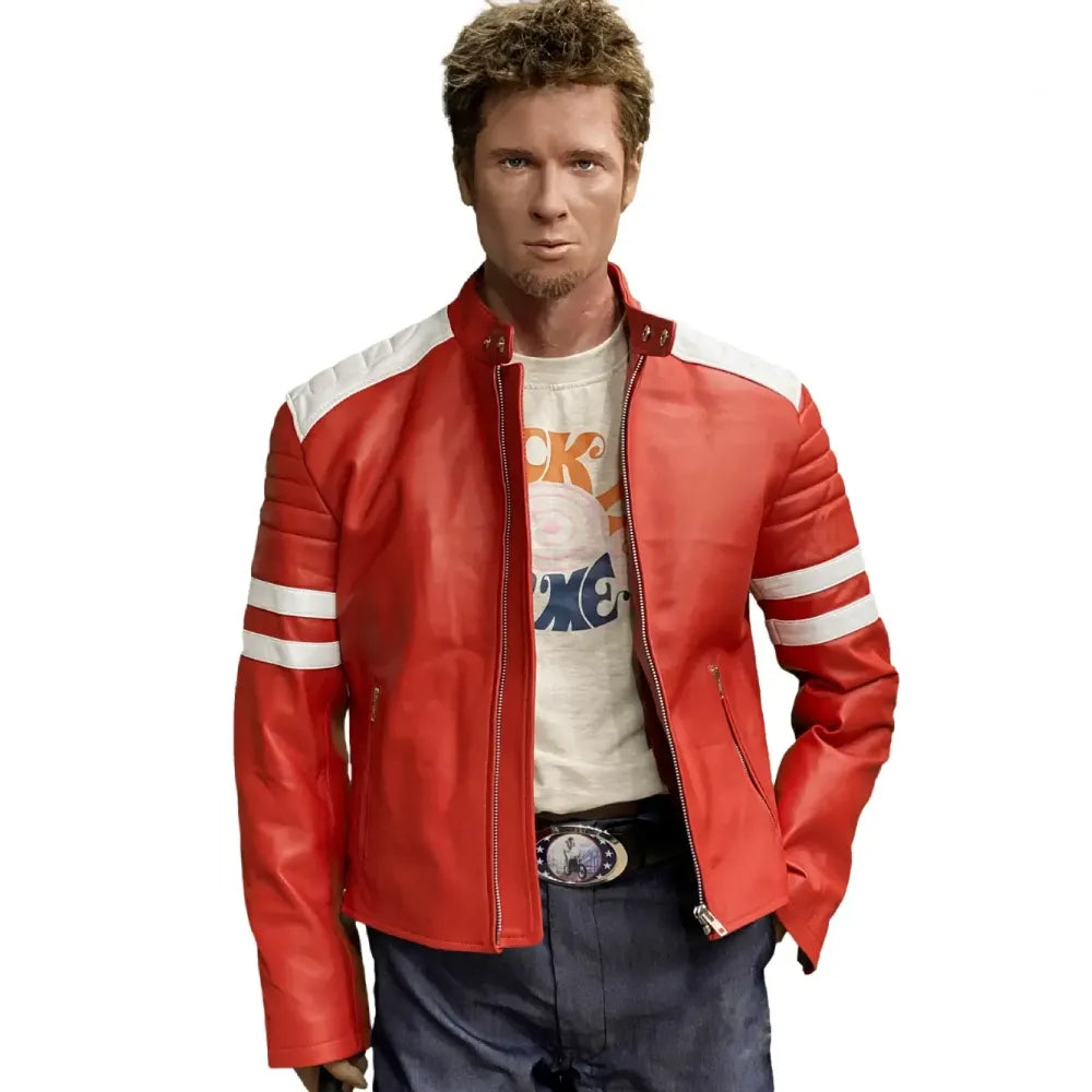 Brad Pitt Fight Club Jacket | Red Genuine Leather Jacket