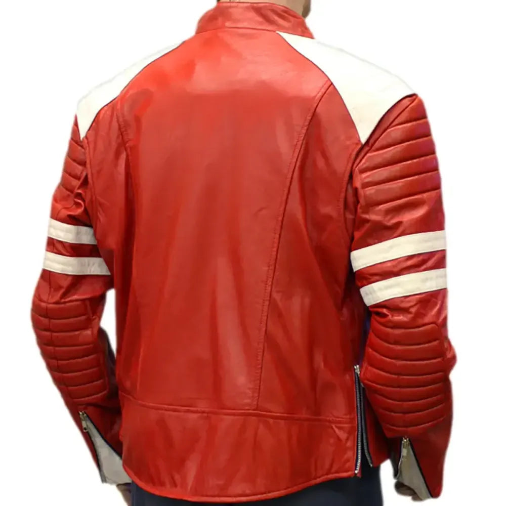 Brad Pitt Fight Club Jacket | Red Genuine Leather Jacket