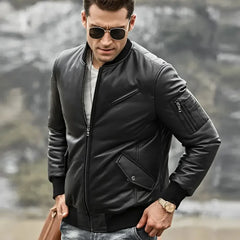 Men's Genuine Leather Bomber Jacket | Austin Jacket