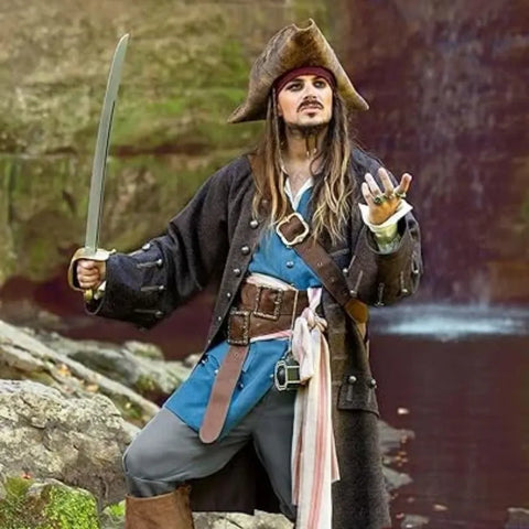 Pirates Of The Caribbean Jack Sparrow Cotton Coat cosplay Costume 11