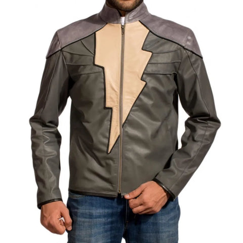 Black Adam Leather Jacket | Grey Shazam Jacket