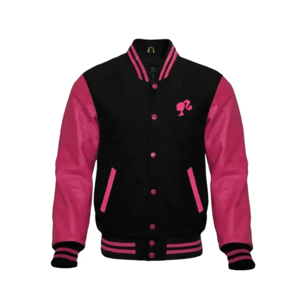 Barbie Pink Leather Jacket | Varsity Leather Jacket