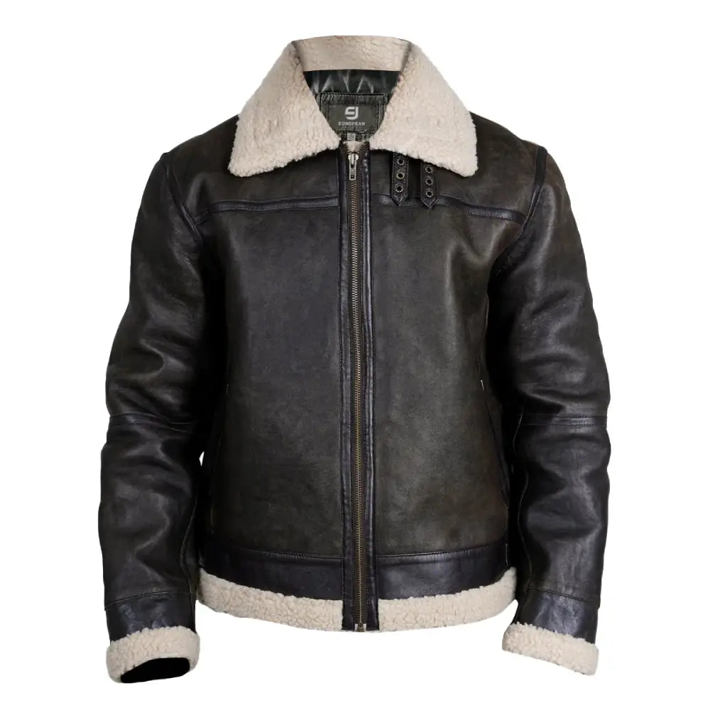 Shearling Leather Bomber Jacket | Faux Fur Leather Jacket