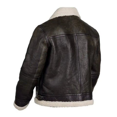 Shearling Leather Bomber Jacket | Faux Fur Leather Jacket