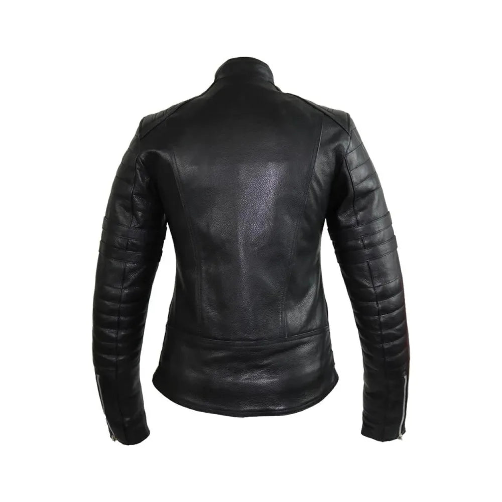 Women Retro Motorcycle Biker Leather Jacket