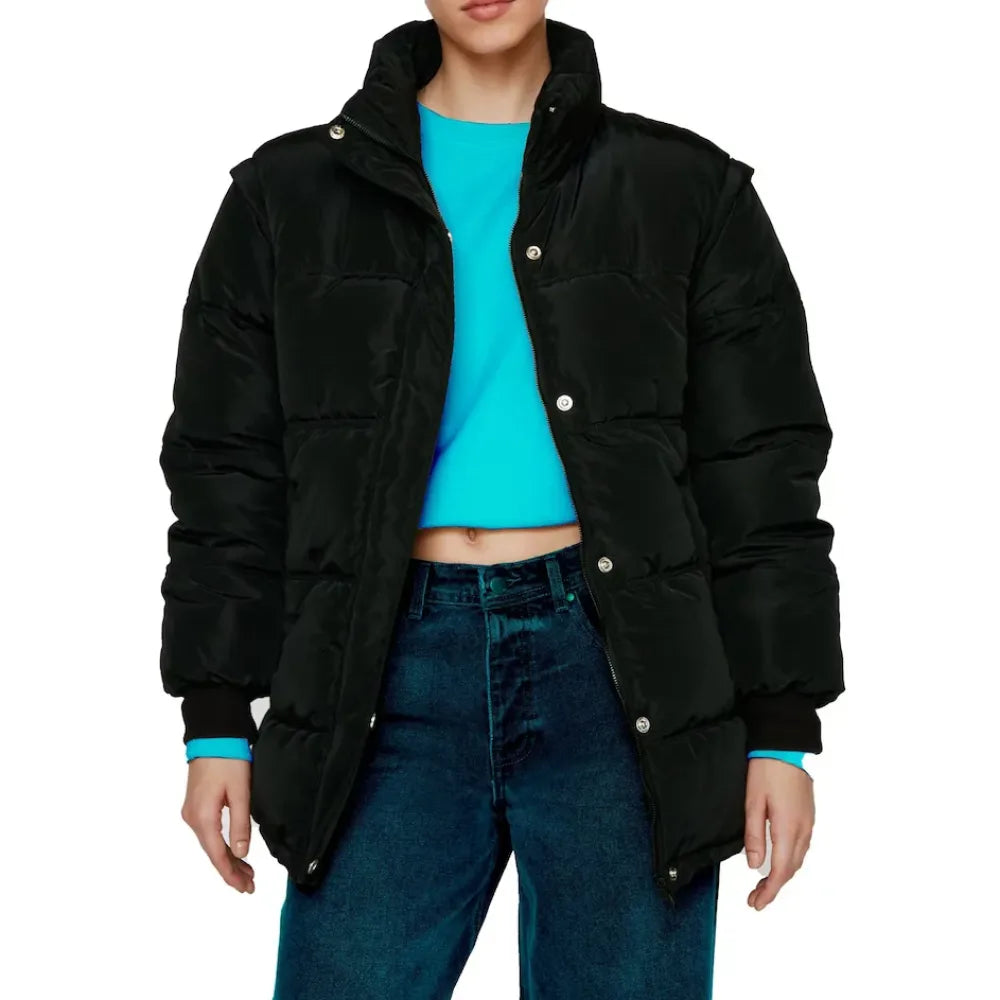 Women's Oversized Black Puffer Parachute Jacket