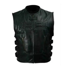 Men’s Icon Skull Black Motorcycle Leather Vest