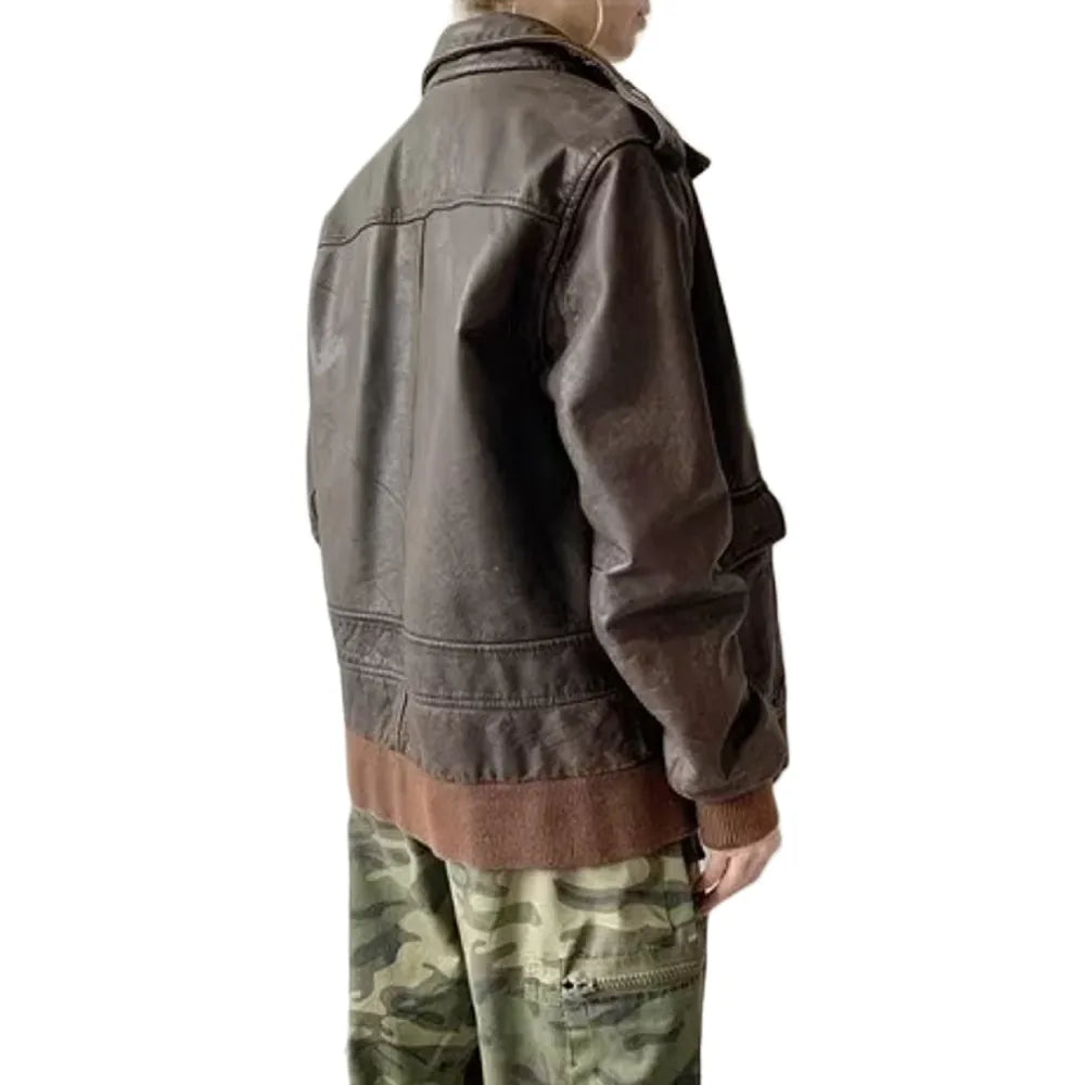 Vintage 90s Oversize Brown Leather Jacket for Women