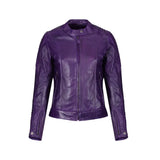 Women's Purple Motorcycle Style Motorbike Biker Leather jacket
