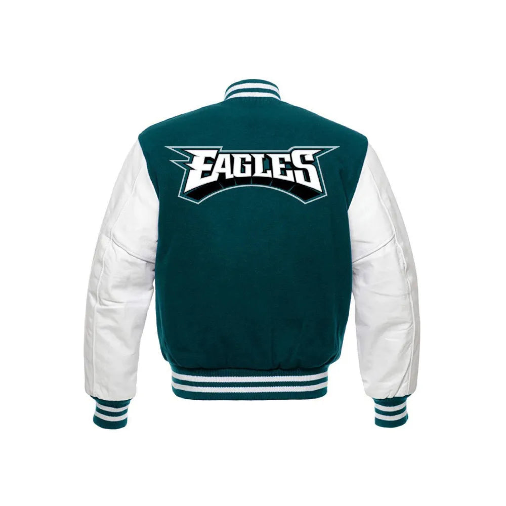 Philadelphia Eagles Varsity NFL Unisex Wool Leather Sleeves Jacket